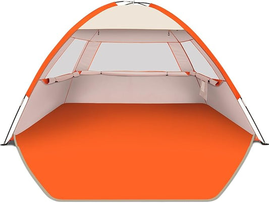 Gorich Beach Tent Sun Shelter for 3/4-5/6-7/8-10 Person with UPF 50＋ UV Protection, Lightweight & Easy Setup Beach Shade Canopy, Portable Beach Shade Tent Beach Cabana