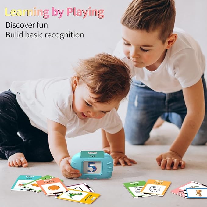 Spanish English Bilingual Learning Toys, Educational ABC Talking Flash Cards with 520 Sight Words, Autism Sensory Toys, Toddler Toys for 2 3 4 5 6 Year Old, Easter/Xmas/Birthday Gift, Blue