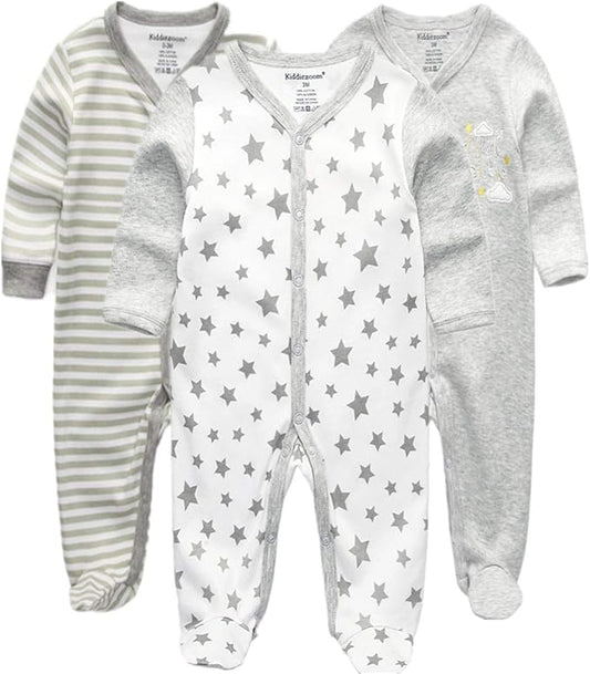 Kiddiezoom Baby and Toddler Boys'Snug Fit Footed One-Piece Romper Jumpsuit Cotton Cotton Footed Outfit
