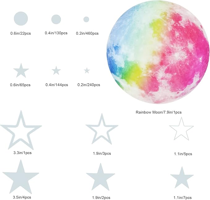 Glow in The Dark Stars for Ceiling,Star Decorations for Bedroom,Kids Boys Girls Room Decor,Cool Things for Your Play Room,Wall Stickers for Bedroom,Wall Decorations