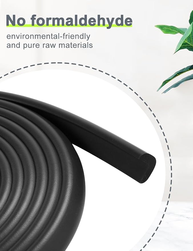 Foam Corner Protector Edge and Corner Guard, with 19 feet Length Foam Safety Bumpers, Baby Proofing Safety Table Corner Protectors (Black)