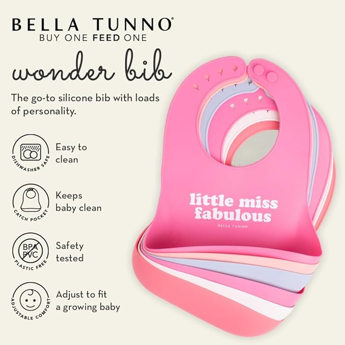 Bella Tunno Baby Bib for Eating, Waterproof Silicone Bib with Large Food Catcher, Adjustable Fit for Babies 4-12 months & Toddlers 1-3 Years, Boys & Girls, One Man Show