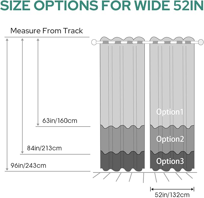 HOMEIDEAS Gray Grey Ombre Blackout Curtains, 52 X 84 Inch Length Gradient Color Room Darkening Curtains with Grommet Thermal Insulated Window Drapes for Living Room, Bedroom, 2 Panels