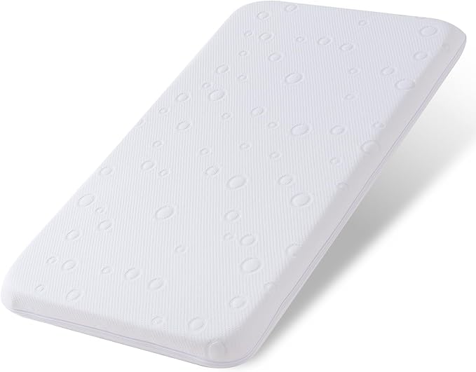 Baby Bassinet Mattress, 26" x 12" x 2" Dual Sided Gel Memory Foam Mattress with Breathable Removable Soft Cover Fit for The Bassinet Comes with Pack and Play