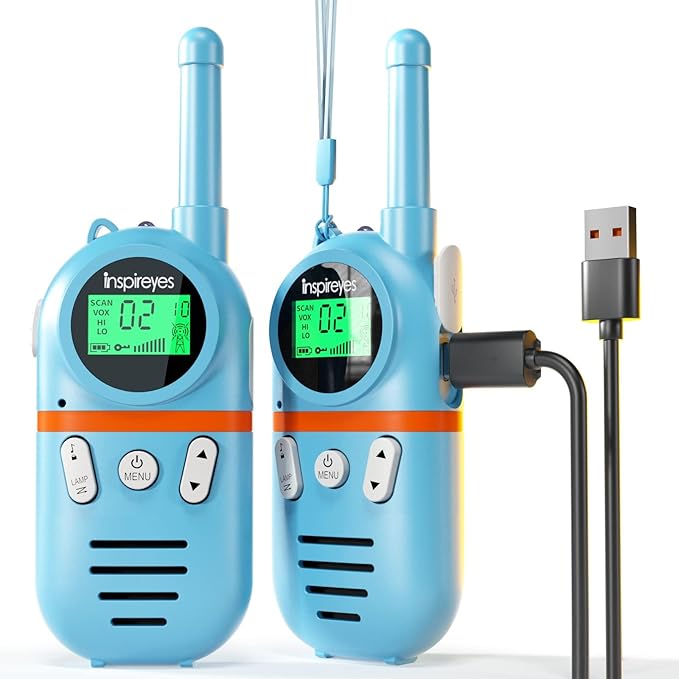 Walkie Talkies for Kids Rechargeable,Toys for Boys and Girls Ages 3-12, 2 Pack Long Range 2-Way Radios, Birthday Gifts,Christmas Stockings, Outdoor Play, Family Games, Hiking Camping Gear