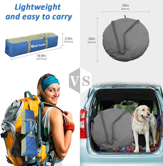 Gorich Beach Tent Sun Shelter for 3/4-5/6-7/8-10 Person with UPF 50＋ UV Protection, Lightweight & Easy Setup Beach Shade Canopy, Portable Beach Shade Tent Beach Cabana