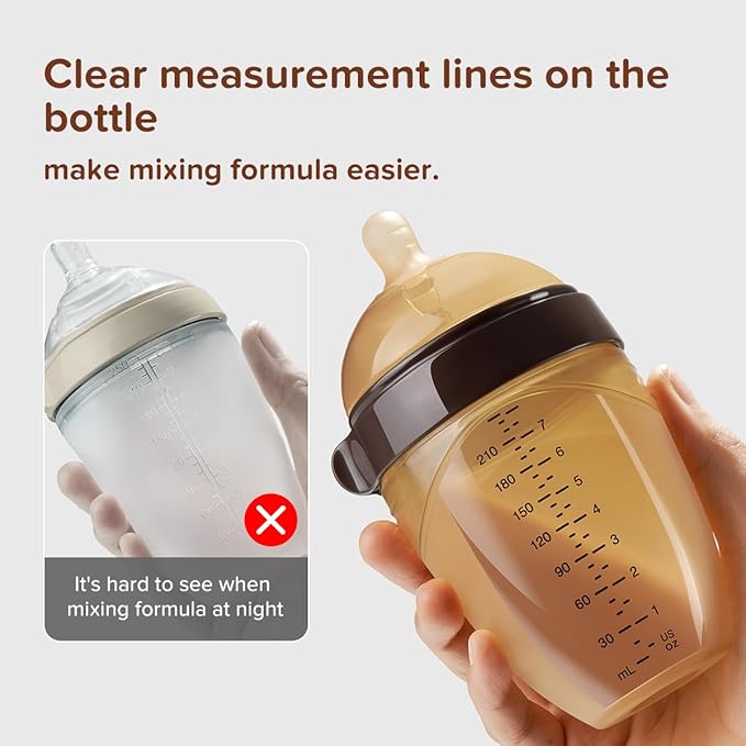 Silicone Natural Breast-Like Bottle with Nipple(0-3 Months),8oz，1pack