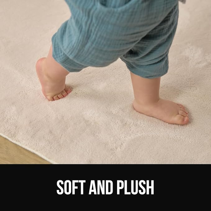 GORILLA GRIP Ultra Soft Washable Area Rug, Stain and Slip Resistant Plush Thick Carpet for Bedroom Living Room, No Shed Floor Rugs, Pet Friendly, Dorm Essentials, Kids Nursery Home Decor, 3x5, Ivory