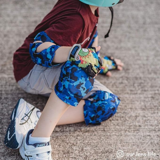 Soft-Style Kids Knee and Elbow Pads with Bike Gloves, Flexible Impact-Resistant Gear for Ages 2-11, Designed for Balance Bikes, Roller-Skating, and Skateboarding