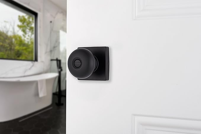BRINKS – Contemporary Privacy Locking Interior Ball Door Knob, Matte Black - Designed for Sleek and Modern Homes and Blends Seamlessly with Interior Décor (E2436-122) (8 Pack)