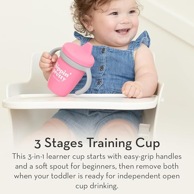 Sippy Cup by Bella Tunno, Silicone Training Cup with Transition Handles for Infants, Toddlers & Kids, Babies 6-12 Months & Toddlers 1-3 Years, Boys & Girls, Hello Sunshine, 8 oz