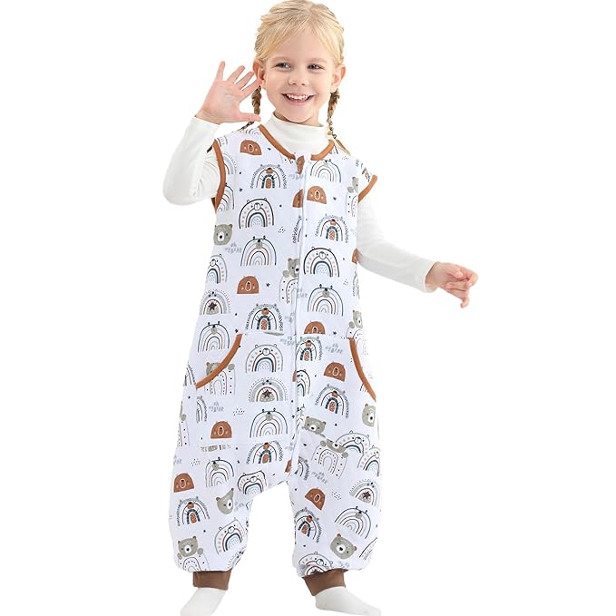 Baby Toddler Sleep Sack with Feet 2.5 TOG Winter, Wearable Blanket with Legs, Toddler Sleeping Sack Long Sleeve (Bear, 5T-7T)