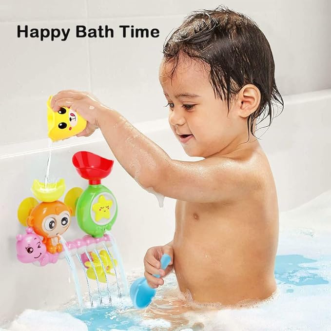 G-WACK Bath Toys for Toddlers Age 1 2 3 Year Old Girl Boy, Preschool New Born Baby Bathtub Water Toys, Durable Interactive Multicolored Infant Toy, Lovely Monkey Caterpillar,Strong Suction Cups Pink
