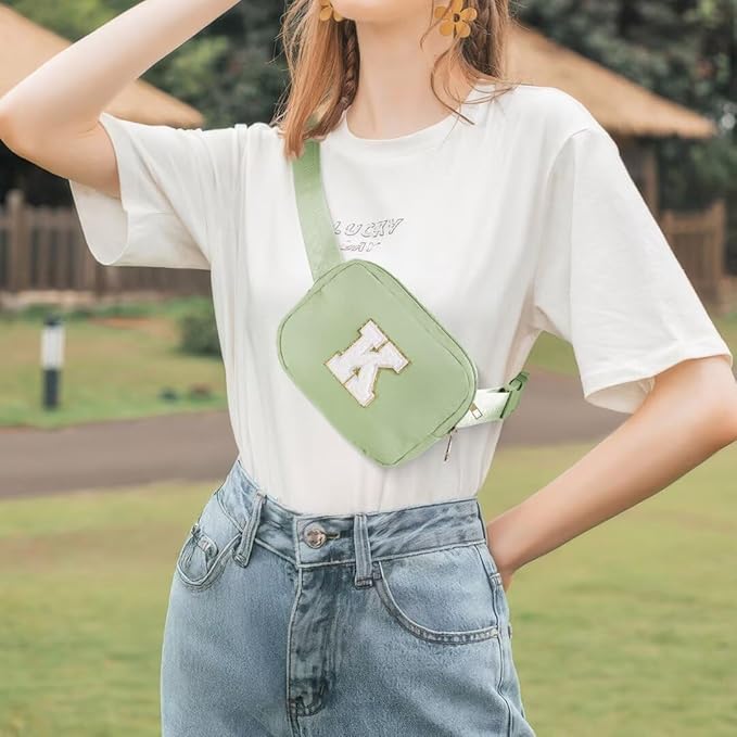 YOOLIFE Initial Belt Bag - Women's Fanny Pack Crossbody Bag in Green