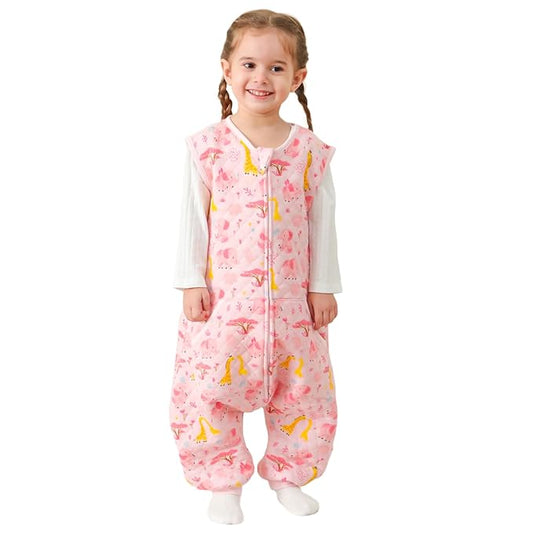 HOMEAL Toddler Sleeping Sack 3t-5t, 1.0 TOG Baby Girl Sleep Sack With Legs, Sleeveless
