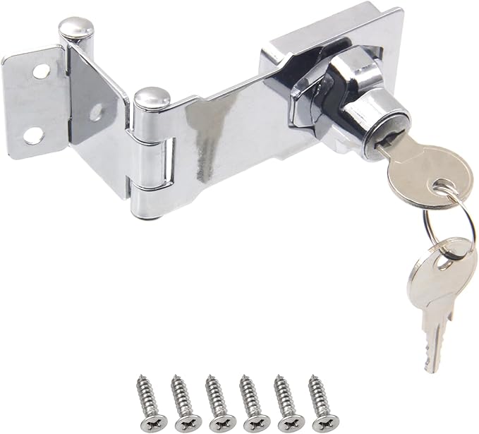 Door Lock Hasp Latchs, Collapsible Solid 304 Stainless Steel File Cabinet Lock Desk Drawer Lock, for 90 Degree and 180 Degree Drawers, Dabinets, Doors, Flip Barn Door (Individual Key)