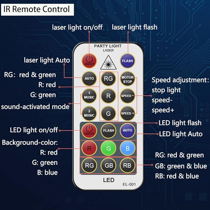 Party Lights Dj Disco Strobe Stage Lights Sound Activated Laser Llights Projector with Remote Control for Parties Bar Birthday Wedding Holiday Event Live Show Xmas Decorations