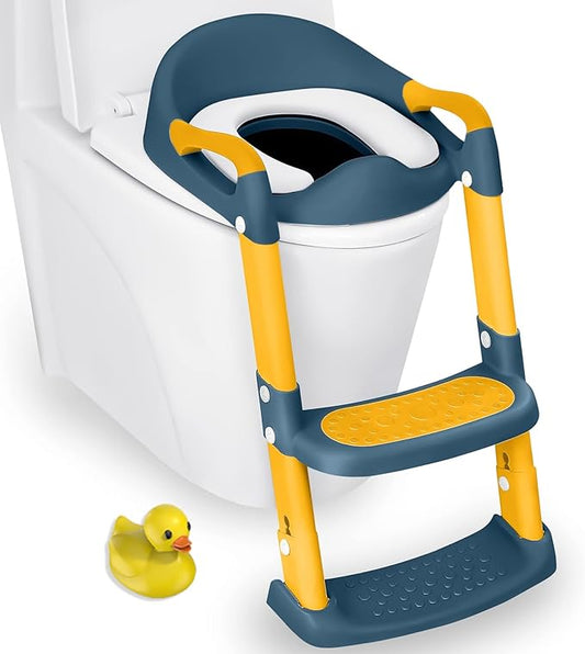 JASSONE® Potty Training Seat, Toddler Step Stool, 2 in 1 Toilet for Kids, Baby Seat with Splash Guard and Anti-Slip Pad for Boys Girls, Blue