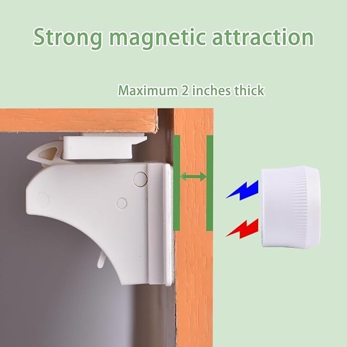 6 Pack Vkania Magnetic Cabinet Locks Baby Proofing - Baby Safety Latches for Drawers and Cabinets - Hidden Adhesive Magnet Baby Locks - Easy Installation No Drilling