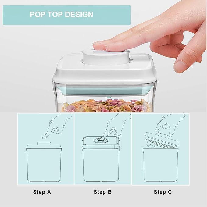 Pop Containers with Lids - Stackable Airtight Food Storage Kitchen Pantry Storage Containers for Snacks Candy Salt Herbs Spices BPA-Free (520ml*4)