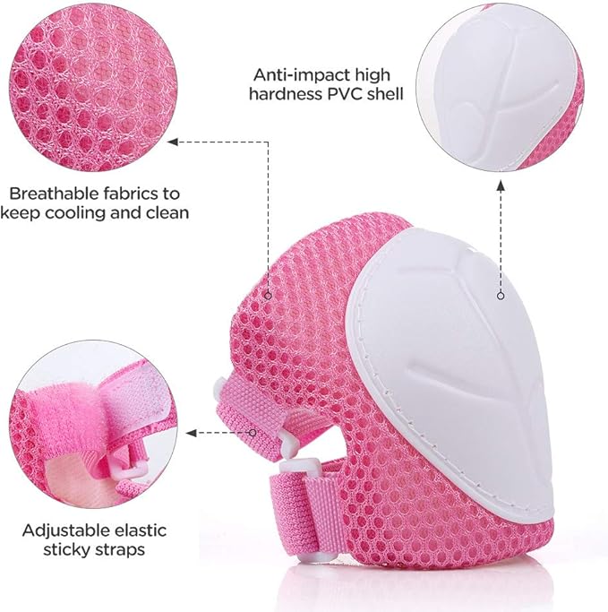 DaCool Kids Bike Helmet Set Skateboard Knee Pads - Kids Helmet Elbow Pads Wrist Guards Adjustable for 3~10yrs Girl Boy Kids Protective Gear Set for Sport Cycling Bike Roller Skating Scooter