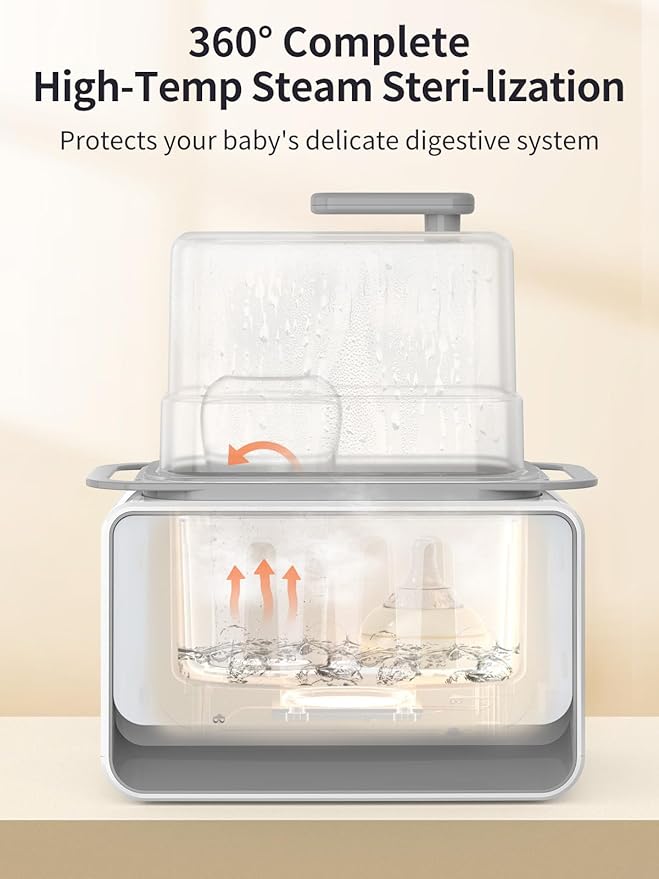 GROWSNY Fast Baby Bottle Warmer, 12-in-1 Milk Warmer with Steam and Water Bath Warming Modes for Breastmilk &Formula, Food Heating,with Thaw, Steri-lize, Egg Boil Function, Fits Most Types of Bottles