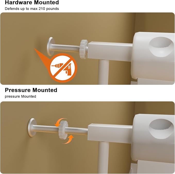 HOOEN Wide Baby Gates for Doorway Stairs Indoor Child Gate for Kid or Pet Dogs Walk Through Pressure Mounted Baby Gate 43.5-48 Inch Wide