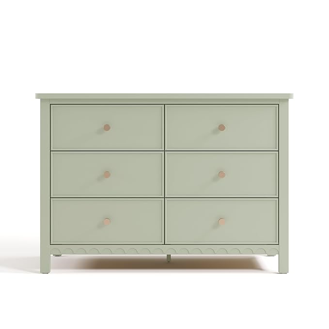 Graco Sasha 6 Drawer Dresser (Sage) – GREENGUARD Gold Certified, Wood Storage for Nursery or Kids’ Room, Safe Interlocking Drawer System & Easy Assembly with Pre-Installed Tracks