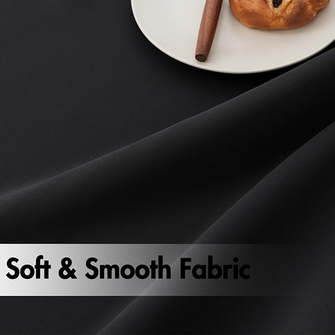 ANRODUO Back Tab Blackout Curtains for Bedroom Living Room, Rod Pocket Pinch Pleated Thermal Insulated Room Darkening Curtains 45 Inches Long 2 Panels, Black, 42 x 45 Inch