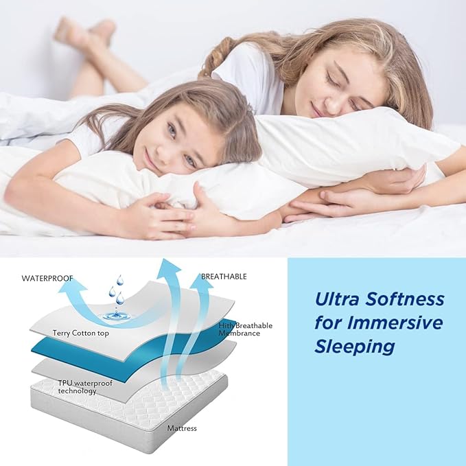 Waterproof Mattress Pad Protector 100% Organic Cotton Hypoallergenic Breathable Mattress Pad Cover, Deep Pocke (Cal King)