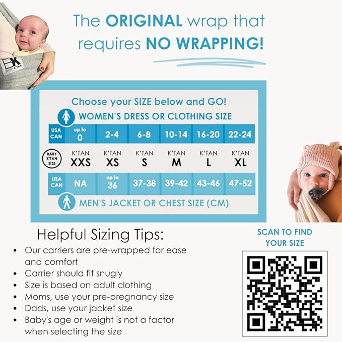 Active Yoga Baby K'tan Baby Carrier Wrap: #1 Easy Pre-Wrapped Baby Sling | Soft Yoga Fabric | UVA/UVB Infant Sun Protection | Breathable Quick Drying | Newborn to Toddler up to 35lb (See Size Chart)