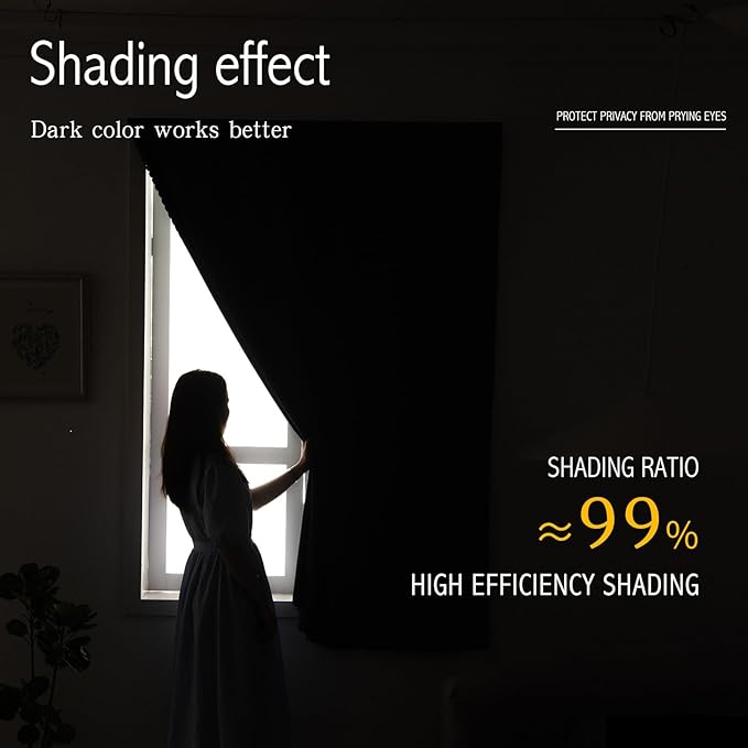 self Adhesive Curtains Portable Blackout Curtain Simple and Easy to Install Bedroom Window Thermal Lnsulated Kitchen Room Darkening Black Small Drapes, 35" W X 79" L, White, 1 Panel