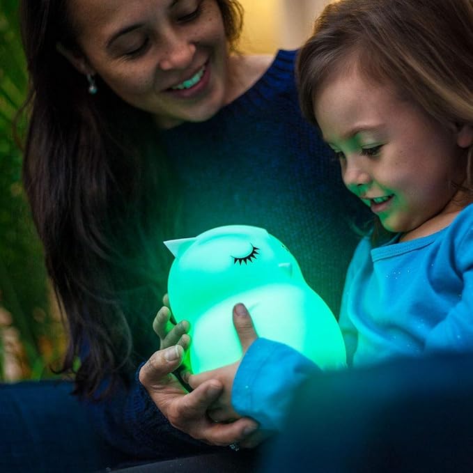 Lumipets Remote Control Silicone Night Light for Kids - Owl Design with 9 Soft Colors & Sleep Timer - Rechargeable, Battery-Operated Lamp for Bedroom | Baby Nursery, Toddler, Girls, Boys