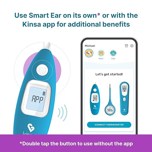 Kinsa Smart Ear Thermometer for Fever - Medical Infrared Termometro - FDA Cleared for Body Temperature Readings for All Ages - Connects to a Smartphone App to Track Symptoms and Get Illness Guidance