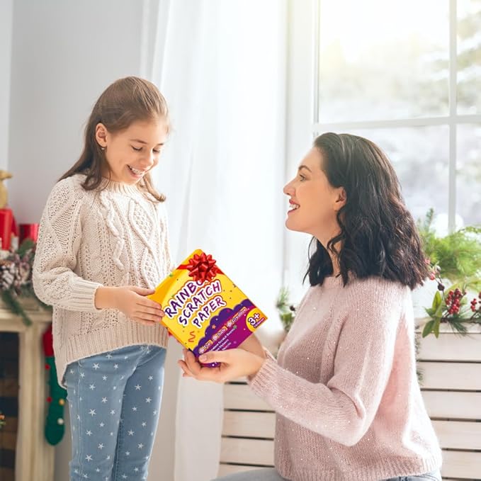 FUNNYB&G Rainbow Scratch Paper Art for Kids - 100 Pcs Magic Rainbow Scratch Paper Off Set Scratch Easter Crafts Arts Supplies Kits Pads Sheets for Party Games Halloween Christmas Birthday Gifts