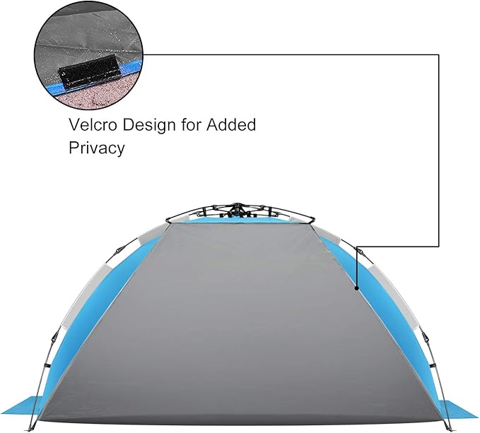 Oileus XX-Large Beach Tent Sun Shelter for 5-6 Person Portable Sun Shade Instant Pop Up Tent for Beach with Carrying Bag, Stakes, 6 Sand Pockets, Anti UV for Fishing Hiking Camping Blue