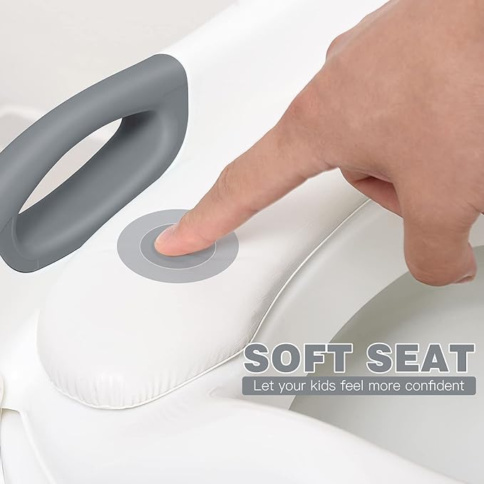 Potty Training Seat with Step Stool Ladder, SKYROKU Potty Training Toilet for Kids Boys Girls Toddlers - Comfortable Safe Potty Seat with Anti-Slip Pads Ladder Grey