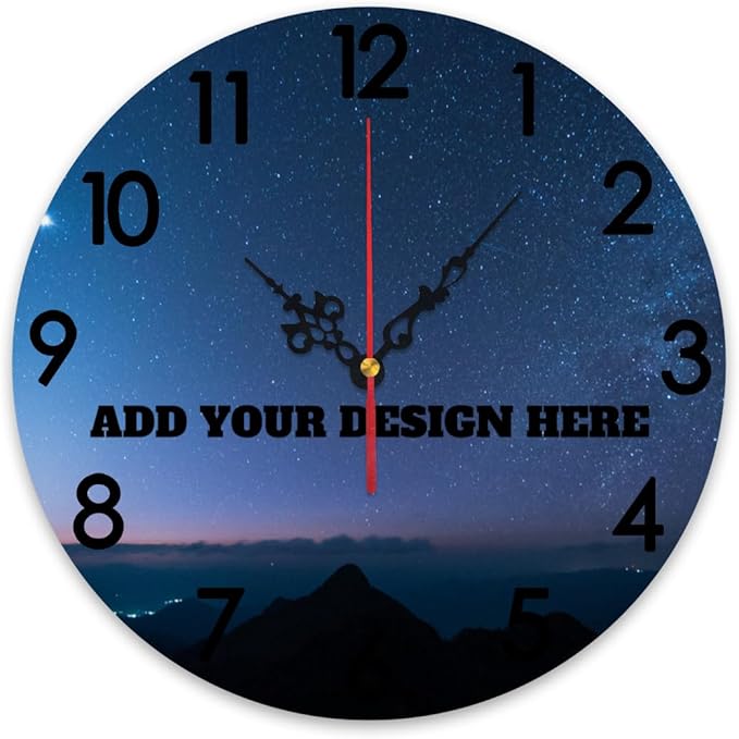 Generic Custom Wall Clock Personalized Picture Hanging Time Clocks Silent Non Ticking Round Decoration for Kitchen Wedding Friend Family Lover, 12x12Inch