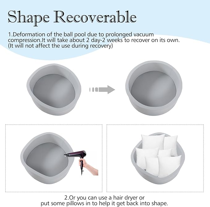 Foam Ball Pit, 35.4"x 11.8" Ball Pits for Toddlers, Soft Round Kiddie Baby Playpen Ball Pool for Kids, Ideal Gift for Babies Indoor and Outdoor Game, Grey, (Balls not Included)