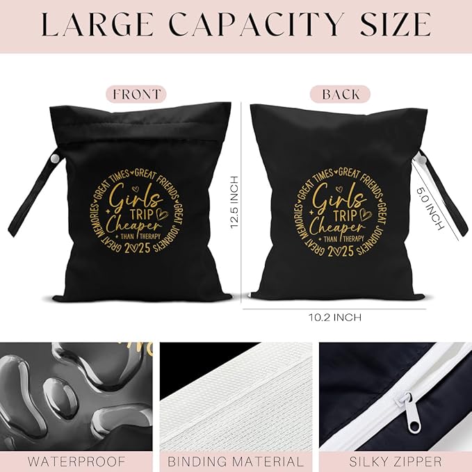 Girls Trip Gifts Wet Dry Bag, Beach Bag Wet Bag Favors, for Swimsuit Toiletry Travel Essentials For Women Aloha Bags, Beach Travel Gym Laundry bags for Dirty Diaper Swimsuit Gifts (Black)