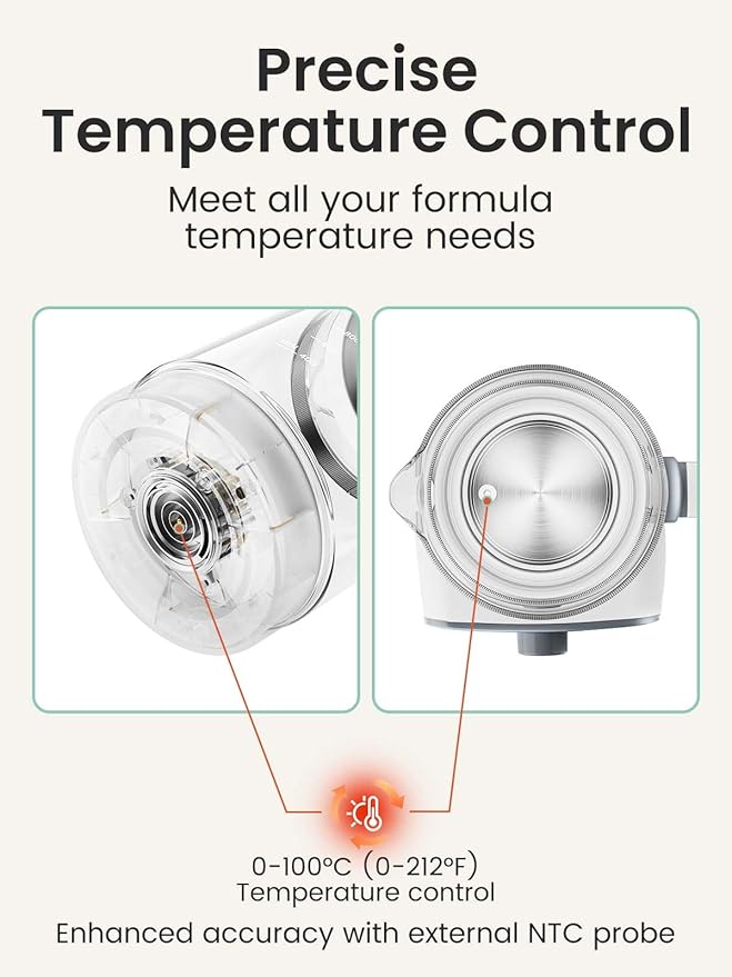 GROWNSY Baby Instant Warmer, Glass Water Boiler with Accurate Temperature Control for Formula, Coffee and Tea, 1.3 Liter Electric Kettle with LCD Display and Timer