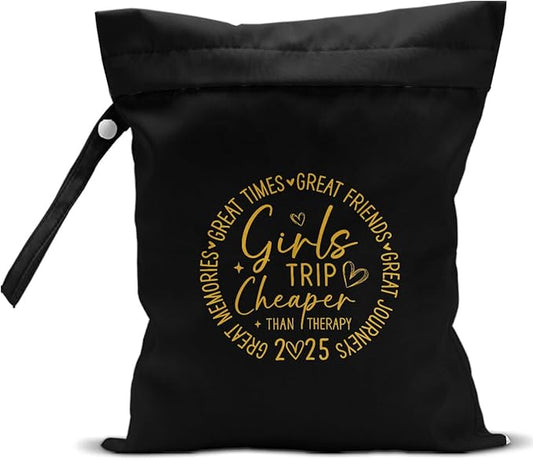 Girls Trip Gifts Wet Dry Bag, Beach Bag Wet Bag Favors, for Swimsuit Toiletry Travel Essentials For Women Aloha Bags, Beach Travel Gym Laundry bags for Dirty Diaper Swimsuit Gifts (Black)