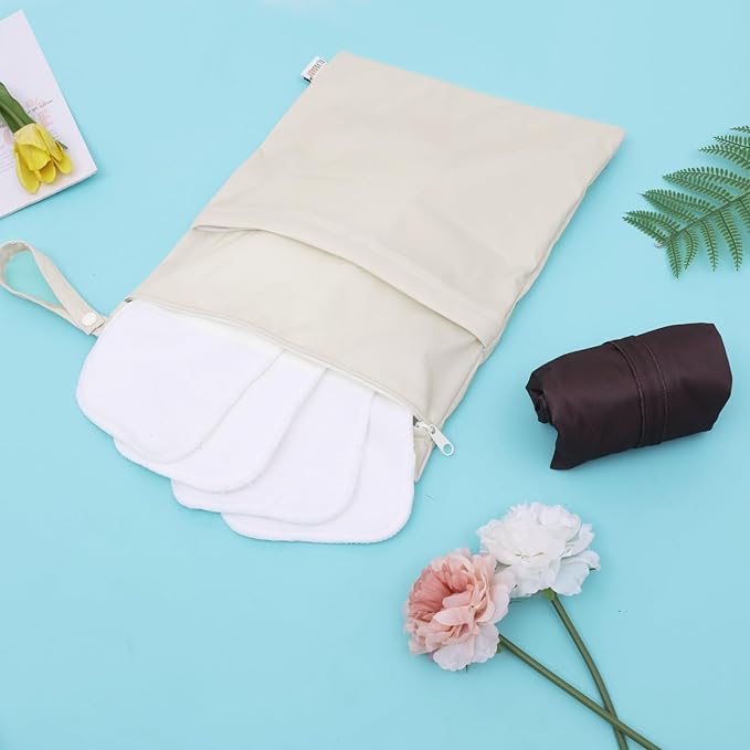 ALVABABY 2pcs Cloth Diaper Wet Dry Bags Waterproof Reusable with Two Zippered Pockets Travel Beach Pool Daycare Soiled Baby Items Yoga Gym Bag for Swimsuits or Wet Clothes 2LM05