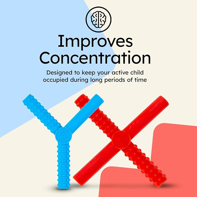 Gafly X’s and Y’s - 5 Pack Sensory Chew Toys for Autistic Children - Chewy Sticks for Sensory Kids - Autism Chew Toys for Toddlers & Kids - BPA-Free Silicone Chew Tubes for Sensory Needs