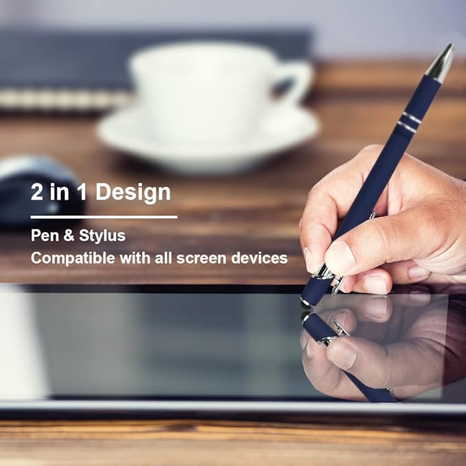 Ballpoint Pen with Stylus Tip, Soft Touch Click Metal Pen, 1.0mm Medium Point, Black Ink, 18 Count(6 Colors)
