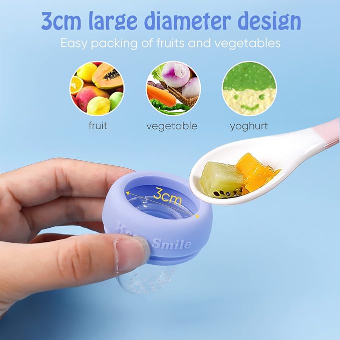 Baby Solids/Frozen Fruit Feeder Pacifier, Infant Teether Toy 4M+, BPA-Free Silicone Pouch & Nipple, Safely Introduce Solids, Teething Relief, 2-Pack (Deer - Green Purple, S/M/L)