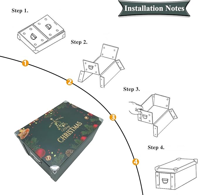 GUOZI Collapsible Storage Box, Decorative Memory Box with Lid & Metal Reinforced Corners, Cardboard File Bin with Handles, Organizer Gift Box for Keepsake Toy Photos Office Nursery Wardrobe Bookshelf
