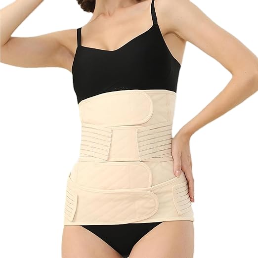 2 in 1 Postpartum Belly Band Wrap Beige, C-Section Support Belt Large, Post Partum Support Recovery Waist/Pelvis Belt, Hysterectomy Belly Band Binder Girdle Stomach