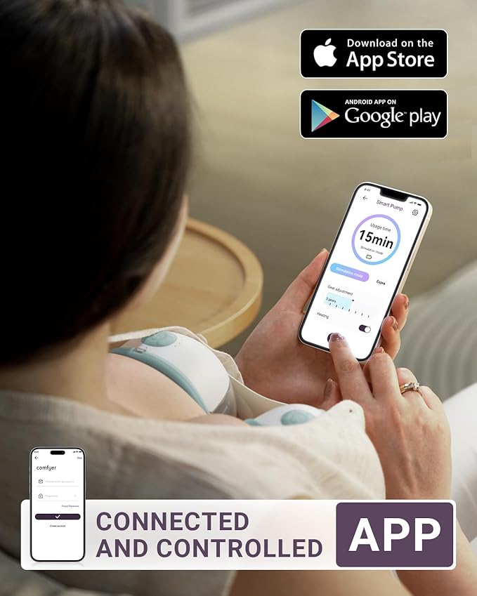 Heated Breast Pump Hands Free, Industry-Leading Heating Tech, Innovative Magnetic Charging Base, App Discreet Control, 20pcs Breastmilk Storage Bags Included, Hospital-Grade Suction, 2 Pack