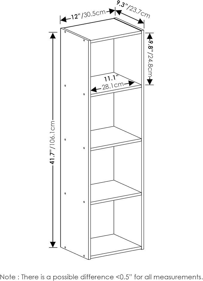 Furinno Luder Bookcase / Book / Storage, 4-Tier Cube, Green/White